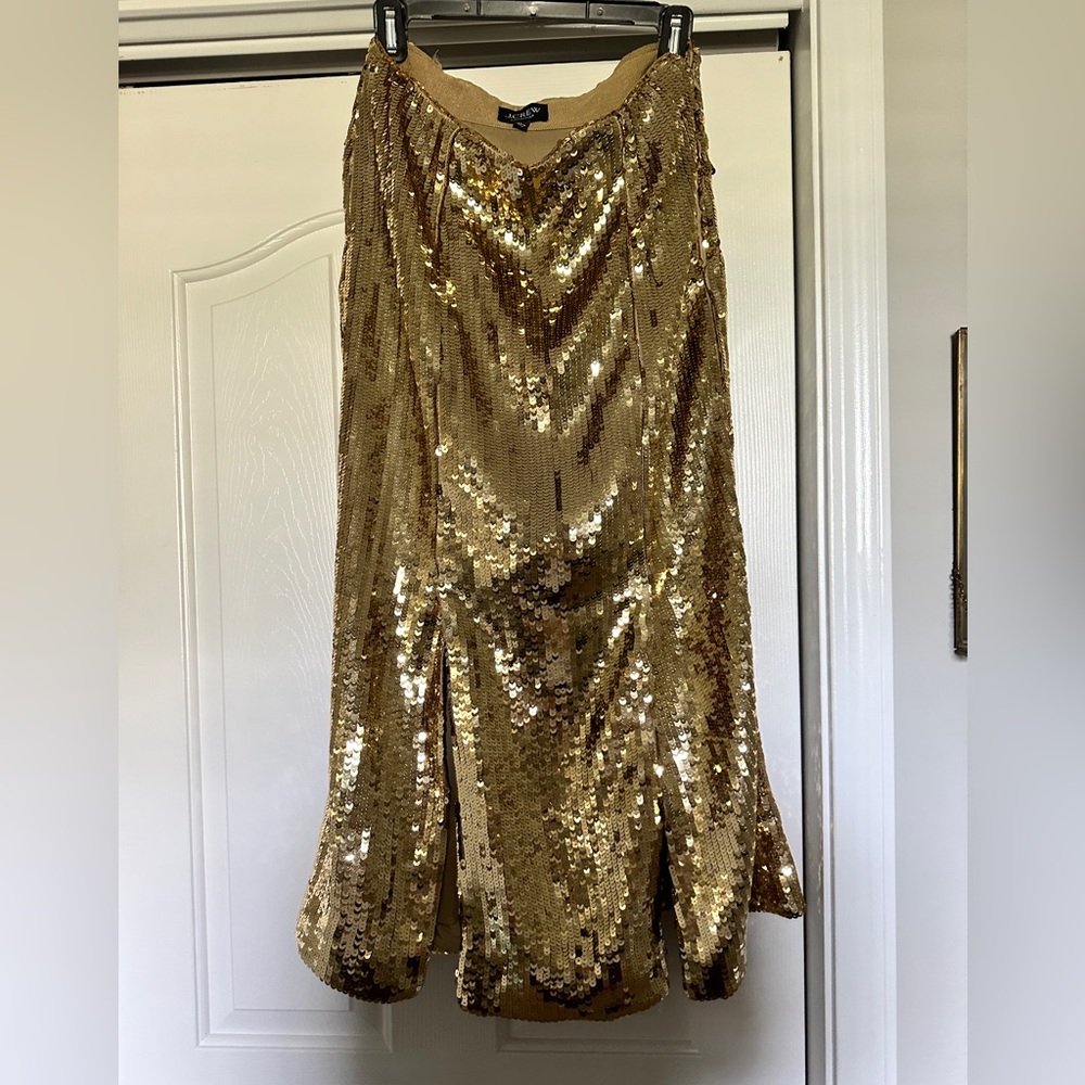 NWT J. Crew Gold Sequin Skirt